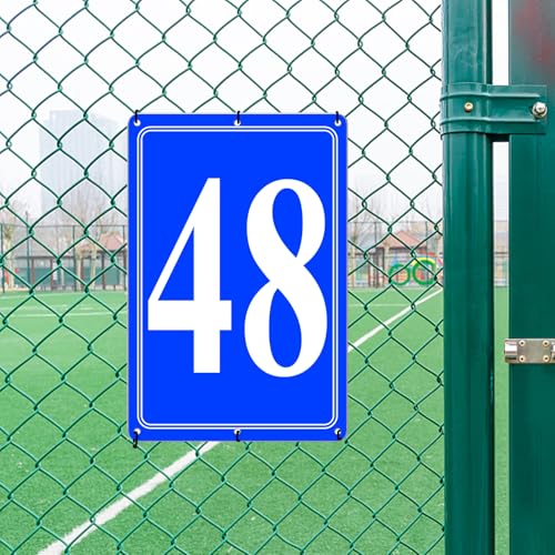 Image of Premium Aluminum Number Signs 48, Metal 12 inch X 8 inch Blue Numbered Signs Outdoor for Parking Lots, Floor, Dock, Court, Aisle, Field, High Visibility, No Fade, Weather-resistant