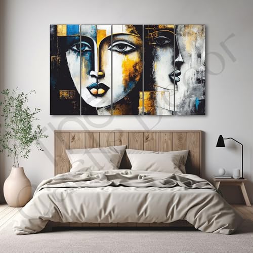 Image of The Castle Decor Woman abstract painting with frame Big Size 27x48 Wall art for living room,Bedroom,Drawing room,Hotels-Wooden Framed-301