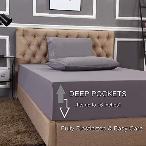 Elegant Comfort XRP-FULL-SILVER 1500 Thread Count Wrinkle & Fade Resistant Egyptian Quality 4-Piece Ultra Soft Luxurious Bed Set Includes Flat, Fitted Sheet And 2 Pillowcases thumb #2