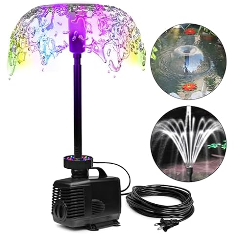 DOMICA 45W LED Pond Pump with Fountain Kit, 792 GPH Submersible Garden Water Fountain Pump, 3000L/H for Waterfall, Hydroponics, Aquariums, Fish Tanks, Indoor Outdoor Cover