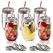 MASTERTOP 6 Tarros Mason de Vidrio 500ML para Conservas con 12 Tapas y 6 Pajitas para Frascos Mason de Cristal con Cierre Hermético y Boca Grande
