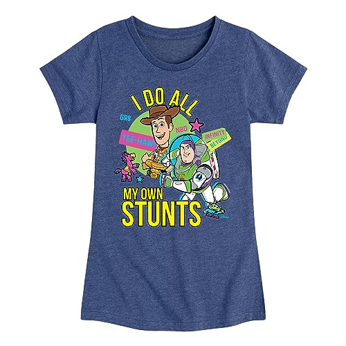HYBRID APPAREL - Toy Story 4 - I Do My Own Stunts Woody and Buzz - Toddler & Youth Girls Short Sleeve Graphic T-Shirt