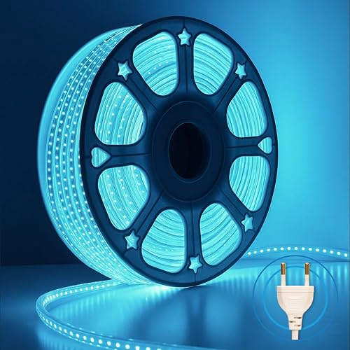 Image of MPROW 5 Meter LED Rope Light | 120 LEDs /Meter Waterproof Strip Light | String Light | Cove Light for False Ceiling, Diwali, Balcony & Indoor Decoration (Ice Blue)