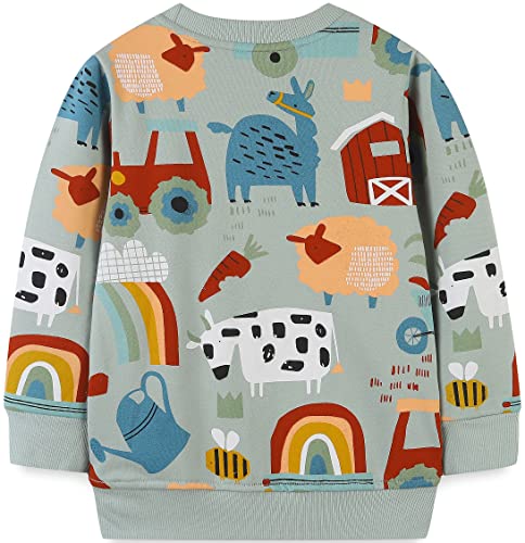 Image of Akyzic Toddler Boys Sweatshirts Cotton Crewneck Truck Shirt Dinosaur Long Sleeve Pullover Tops Tees 2-8T