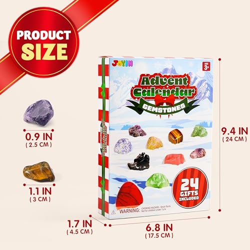 JOYIN 2025 Christmas Advent Calendar Gemstones, 24 Days Christmas Countdown Calendar, Rock Collection Gemstones for Kids, Xmas Party Favors Supplies, Classroom Prizes, Fun Gifts – Image 6