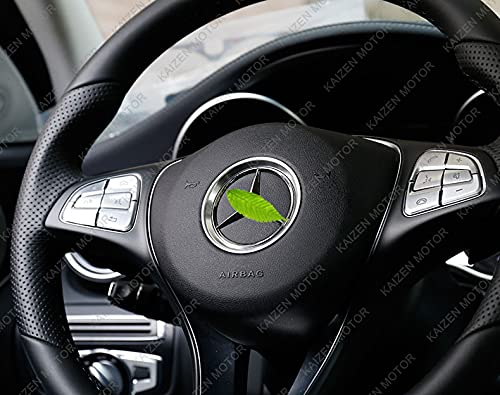 Xotic Tech Steering Wheel Center Logo Ring Cover Trim Compatible With Mercedes C E Cla Gla Glc Gle Class 2015+ (Silver) - Inner Diameter 2.2" #TOP3