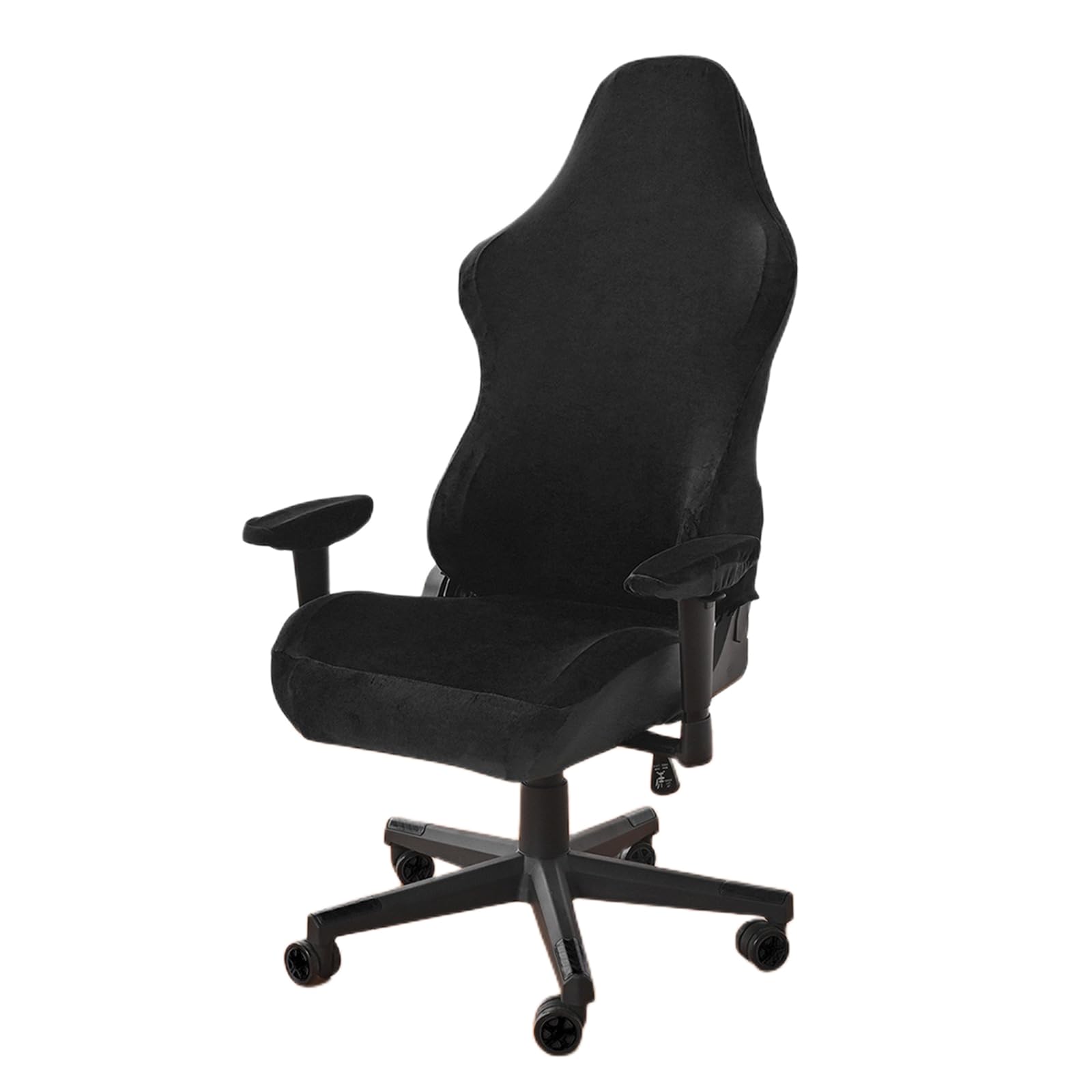 Cvqjl Black Stretch Chair Cover With Armrests, Velvet Gaming Chair Cover, Armchair Protector For Reclining Racing Gaming Chair Rotating Chair