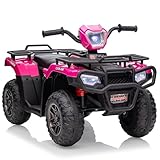 RBFGYIOP Sicherheit und Spaß für Kinder – Elektro-Quad 12 V für Kinder – 4 Räder, 2 Motoren, LED-Lichter, Musik, USB – Geschenk 3 – 8 Jahre – Farbe Rosa Rot