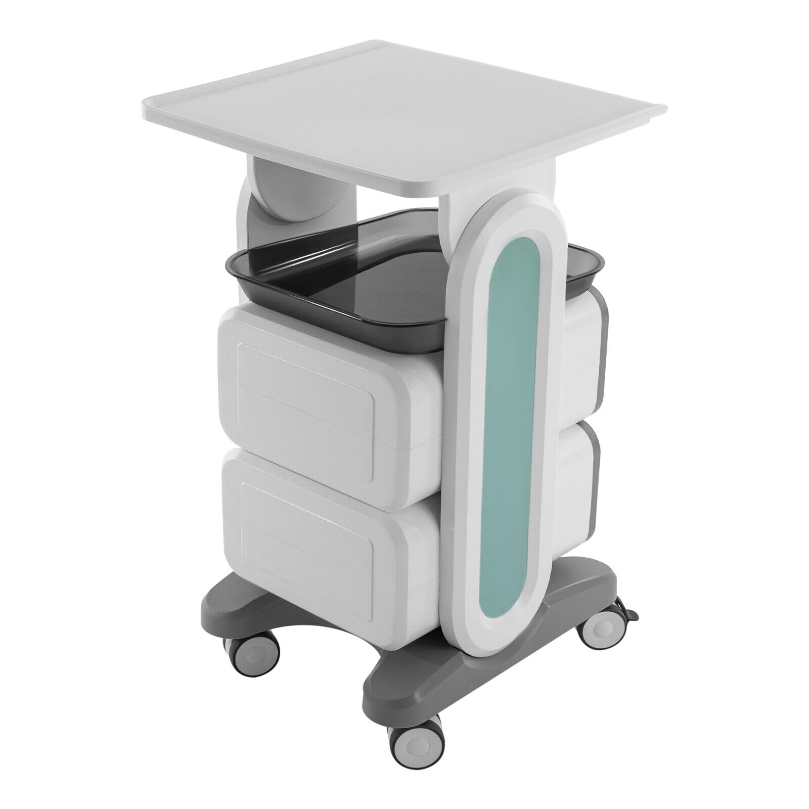 Chariot médical avec 2 tiroirs et étagère supérieure - Chariot de laboratoire ABS - Chariot de salon - 60 kg - Chariot de service médical pour laboratoire, clinique, hôpital, salon