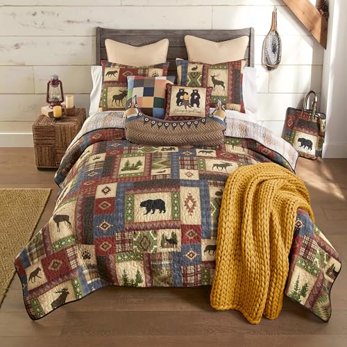 Donna Sharp King Bedding Set - 3 Piece - Forest Grove Lodge Quilt Set with King Quilt and Two King Pillow Shams - Machine Washable