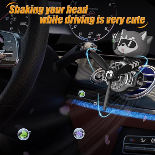 Image of 2Pcs Car Air Fresheners, Cute Bear Pilot Automotive Air Outlet Creative Car Perfume Diffuser, Automotive Accessories Air Vent Decoration with 8 Fragrant Tablets (Black 3+Blue 2)