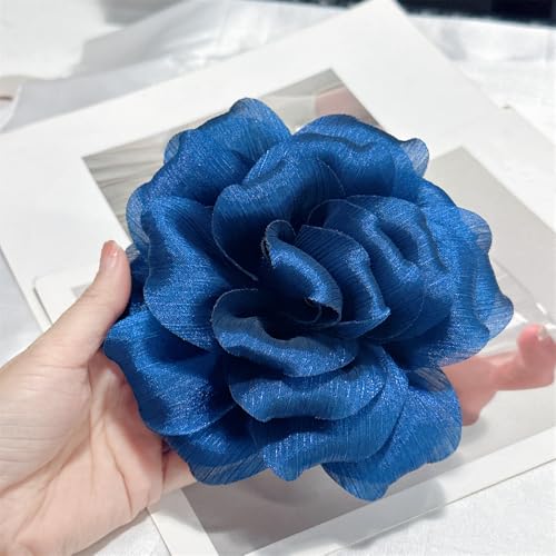 Image of Flash Camellia Flower Brooch Pin for Women Men Elegant Texture Fabric Dahlia Rose Floral Brooches Lapel Pins Dainty Wedding Holiday Party Costume Dress Accessories Jewelry