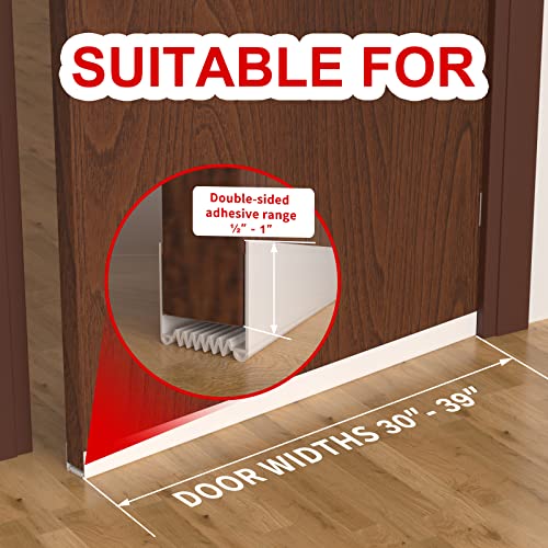 Door Draft Stopper, Cuttable Weather Stripping Door Seal, Strong Adhesive Door Sweep For Exterior And Interior Doors 39” Length(White) #TOP2