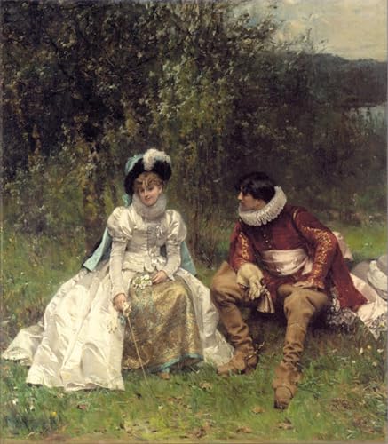 Lienzo El Cortejo de Adrien Moreau 60x90cm con impresión de alta definición para el hogar