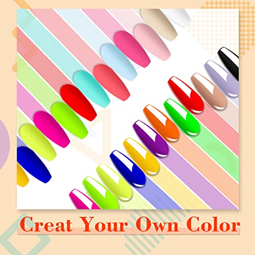 Tormay 23 Stück UV Nagellack Neon Leuchtendes UV Gel Set 20 Farben Nagellack, Schellack Nagellack mit Base Coat, Matt… – Bild 6