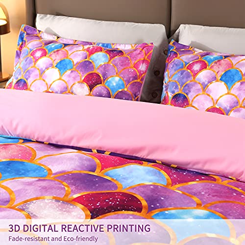 ENJOHOS-3Pcs-Purple-Blue-Mermaid-Scale-Bedding-Set-3D-Sparkly-Gold-Lines-Girls-Fairytale-Mermaid-BedSet-Super-Soft-Breathable-and-Comfortable-Girls-BeddingFull-1Duvet-Cover2-Pillowshams