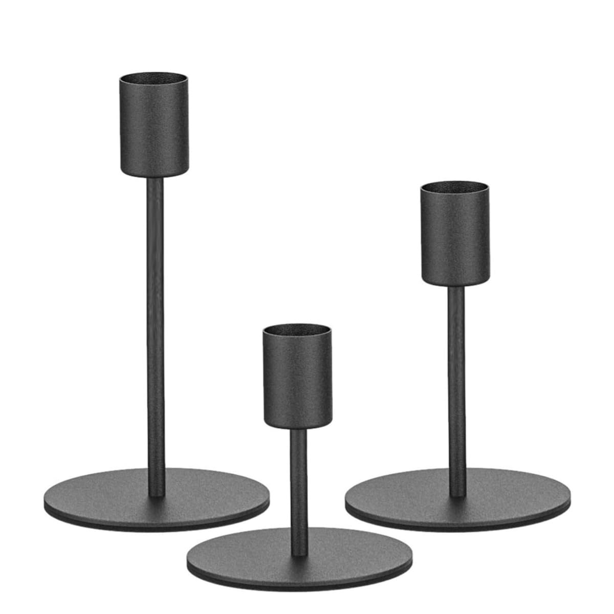 KUPOO Matte Candlestick Holders,Short Taper Candle Holders,Decorative Candlestick Holder, Black Taper Candle Holders,Metal Candle Stands for Home Decor, Wedding, Dinning, Party (Black)