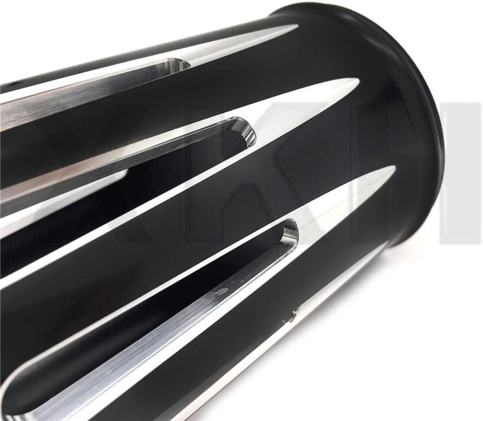 SMT- Deeply Cut Black Fork Boot Set Slide Cow Bells Compatible With Harley Street Glide 14-17 [B07PJR7RST]