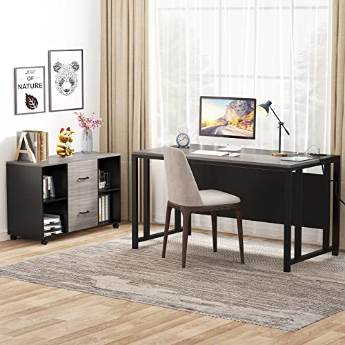 Tribesigns-L-Shaped-Computer-Desk-with-Power-Outlet-and-Drawer-Cabinet-55-inch-Large-Executive-Office-Desk-Business-Furniture-with-40-inch-Lateral-File-Cabinet-Printer-Stand-for-Home-Office-Grey