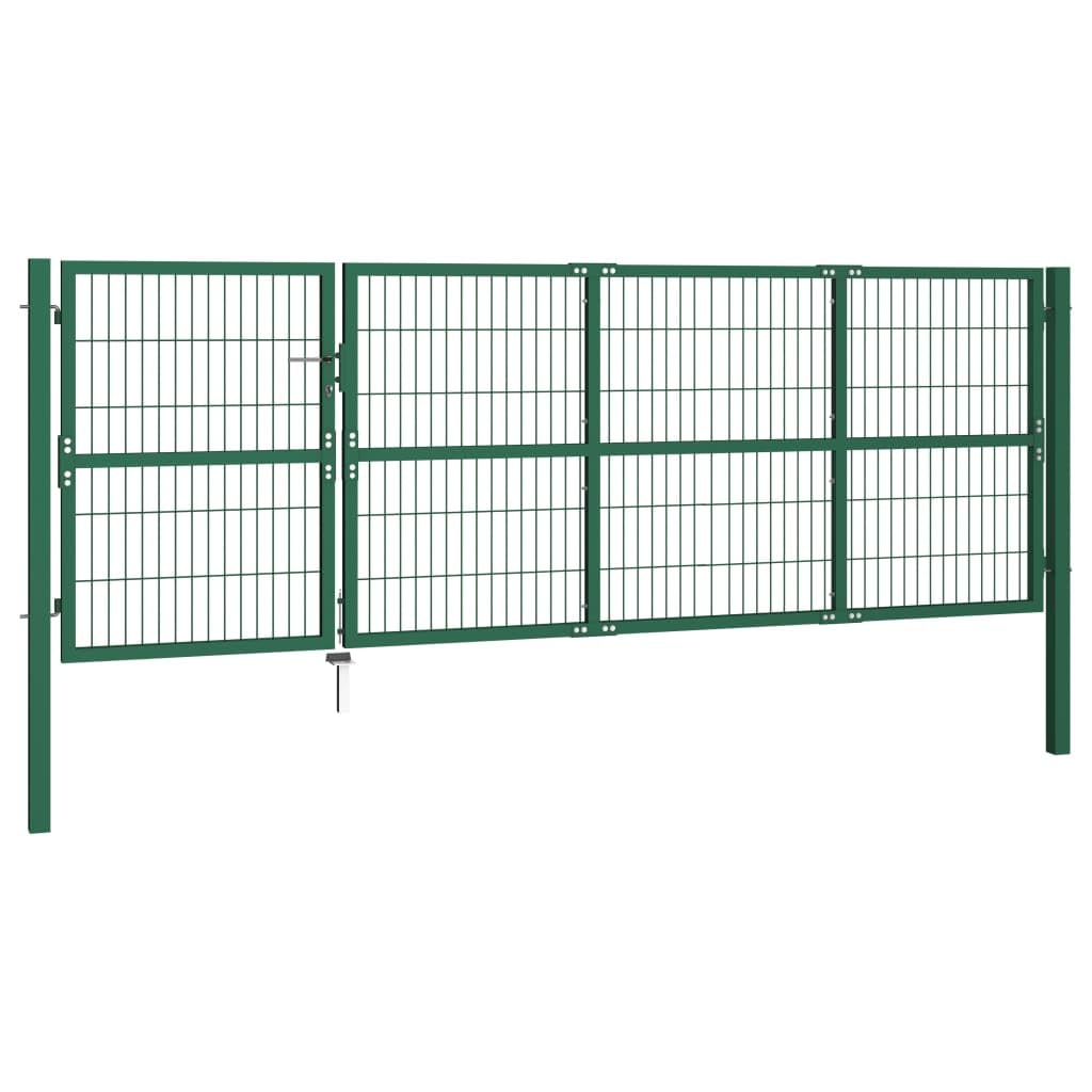 Gartentor Stabmattenzaun Gartentür Doppelflügeltor Doppeltor Hoftor Flügeltor Einfahrtstor Gartentpforte mit Pfosten und Befestigungsmaterial, 350x120 cm