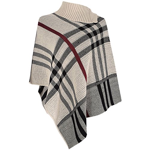 Forever Womens Checked Winter Tartan Red Band Wrap Knitted Ponchos Shawl2