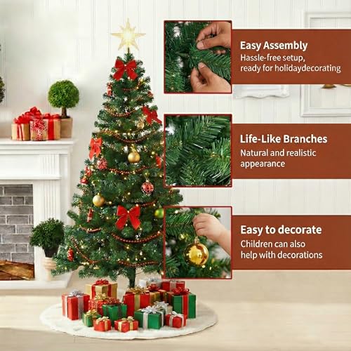 Image of CraftVatika Christmas Tree 6 feet for Xmas Party Decorations, X Mas Tree for Home Office Table Decor, Christmas Party Decoration Items, Merry Christmas Decoration Tree with Stand for Xmas Decoration