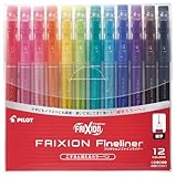 PILOT Frixion Fineliner Erasable Marker Pens, Fine Point, Assorted 12 Colors Set (Sffl-144F-12C)