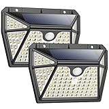 Luz Solar Exterior con Sensor de Movimiento【Iluminación Super Brillante por 5 Lados-118LED】Pxwaxpy Luces Led Solares para Exteriores 1200LM Foco Solar 2200mAh Impermeable Lámpara Solar Jardín 2Paquete