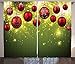 Ambesonne Christmas Curtains, Vibrant Colored New Year Design with Psychedelic Digital Effects and Baubles Print, Living Room Bedroom Window Drapes 2 Panel Set, 108" X 84", Green Red