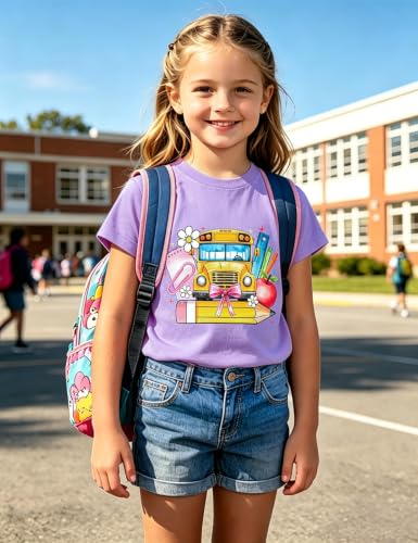 Image of Girls' School Days Short Sleeve Shirts Graphic T-Shirts Size 5-8