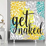 NYMB Teal Dahlia Shower Curtain, Funny Cute Quotes Get Naked Floral Flower Fabric Shower Curtain...