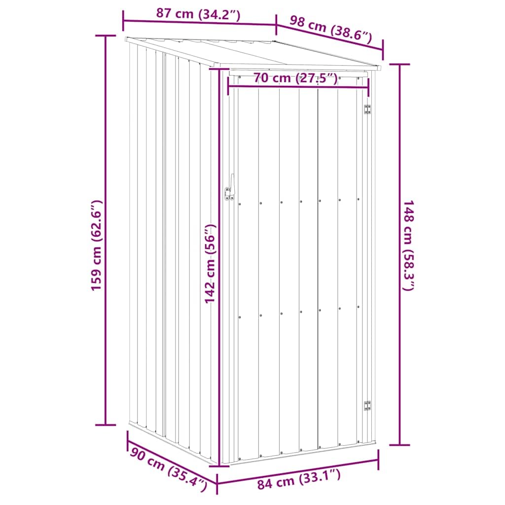 vidaXL Capanno da Giardino Antracite 87x98x159 cm Acciaio Zincato