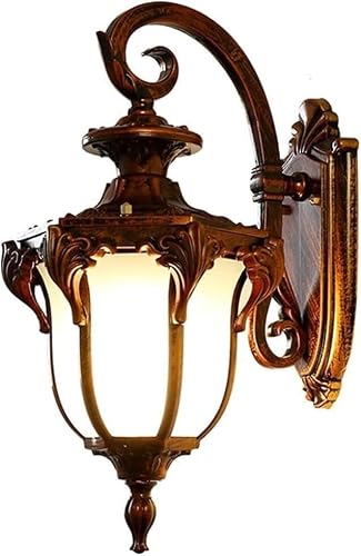 SYAXVOM Modern Black Chandelier Light Fixture - Retro E27 Outdoor Wall Lamp Waterproof & Rainproof Aluminum Glass Shade for Patio Garden Porch and Exterior Use