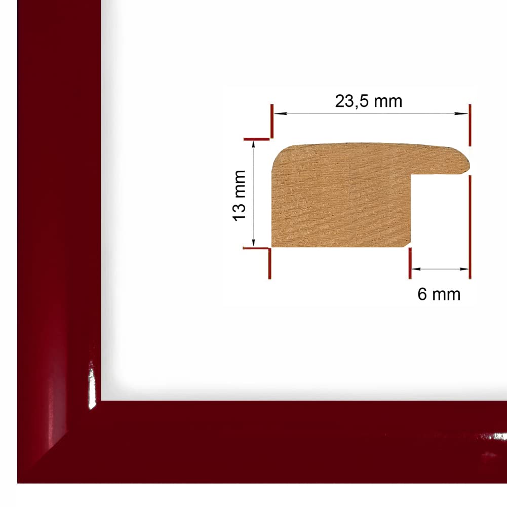 NiRa Massief houten fotolijst 33 x 43 cm in rood goud | kleur en grootte naar keuze | lijst voor poster | puzzel | fotocollage HD047