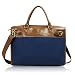 Lavievert Cotton Canvas and Crazy-Horse PU Leather Laptop Bag/Vintage Cross Body Shoulder Bag and Handbag 2 in 1 / Notebook Ultrabook Tablet Padded Case for Up to 15.6 Inch Laptop - Blue