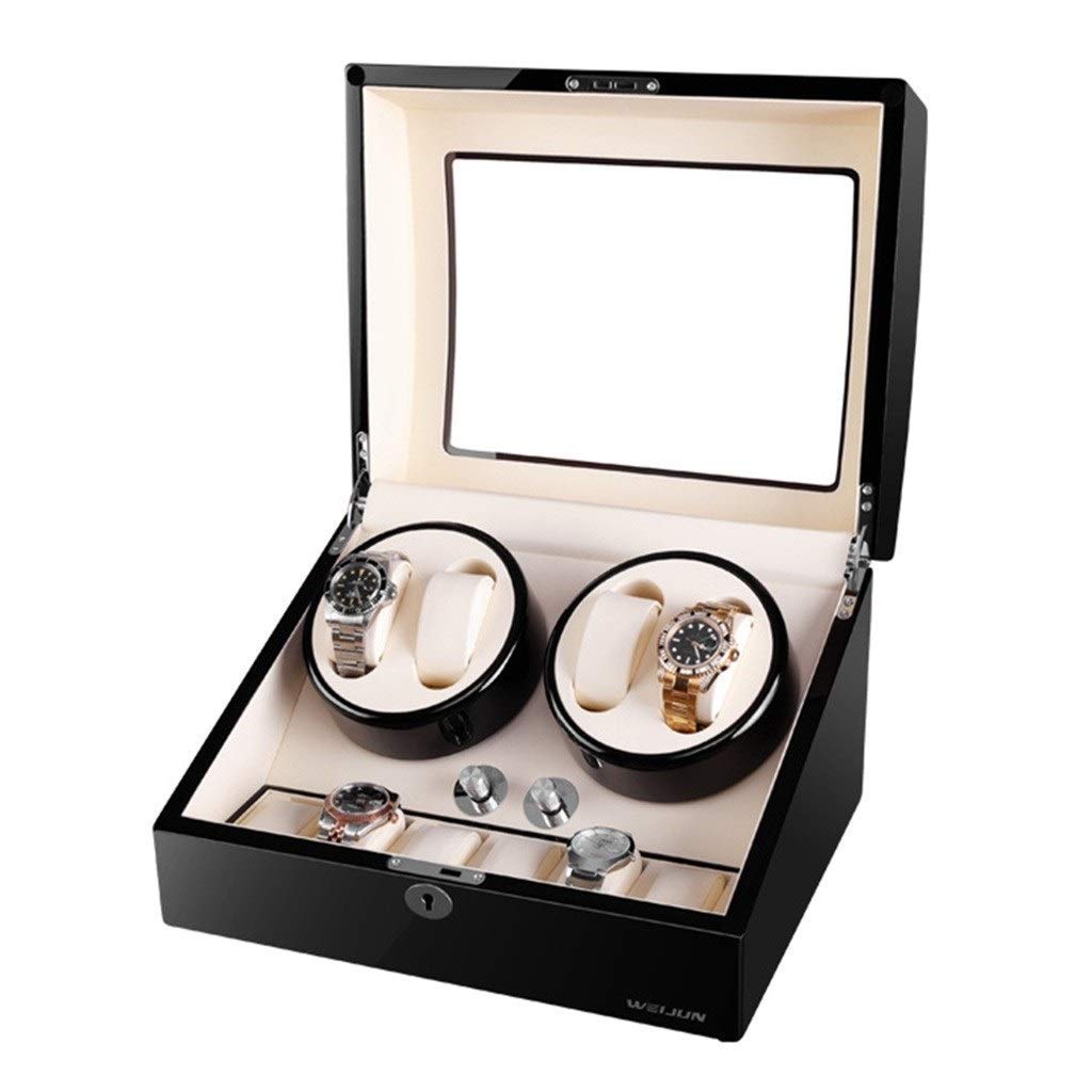 QUSYZD Luxury Wood Automatic Watch Winder Box with 4 Winder Positions 6 Storage Spaces 4 Modes Piano Paint Gloss,