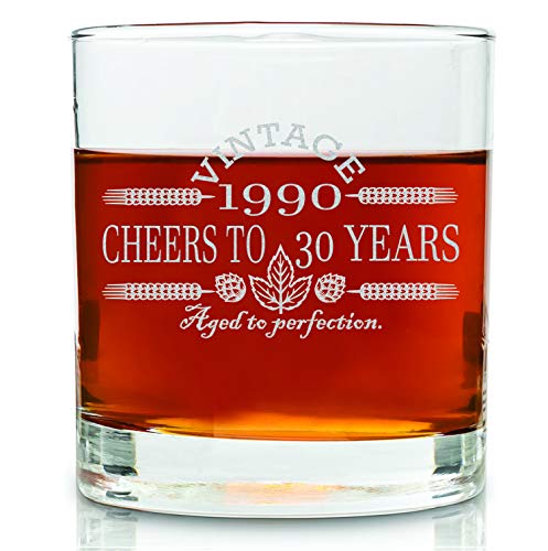 30th Birthday Gifts For Men & Women - Permanently Engraved 11 oz Whiskey