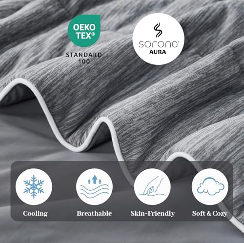 Image of Cooling Comforter Blanket for Hot Sleepers, Full, Heather Charcoal Grey | All-season Bedding, Reversible Cool-to-touch Fabric, Q-Max > 0.45, Lightweight, Breathable, Machine Washable