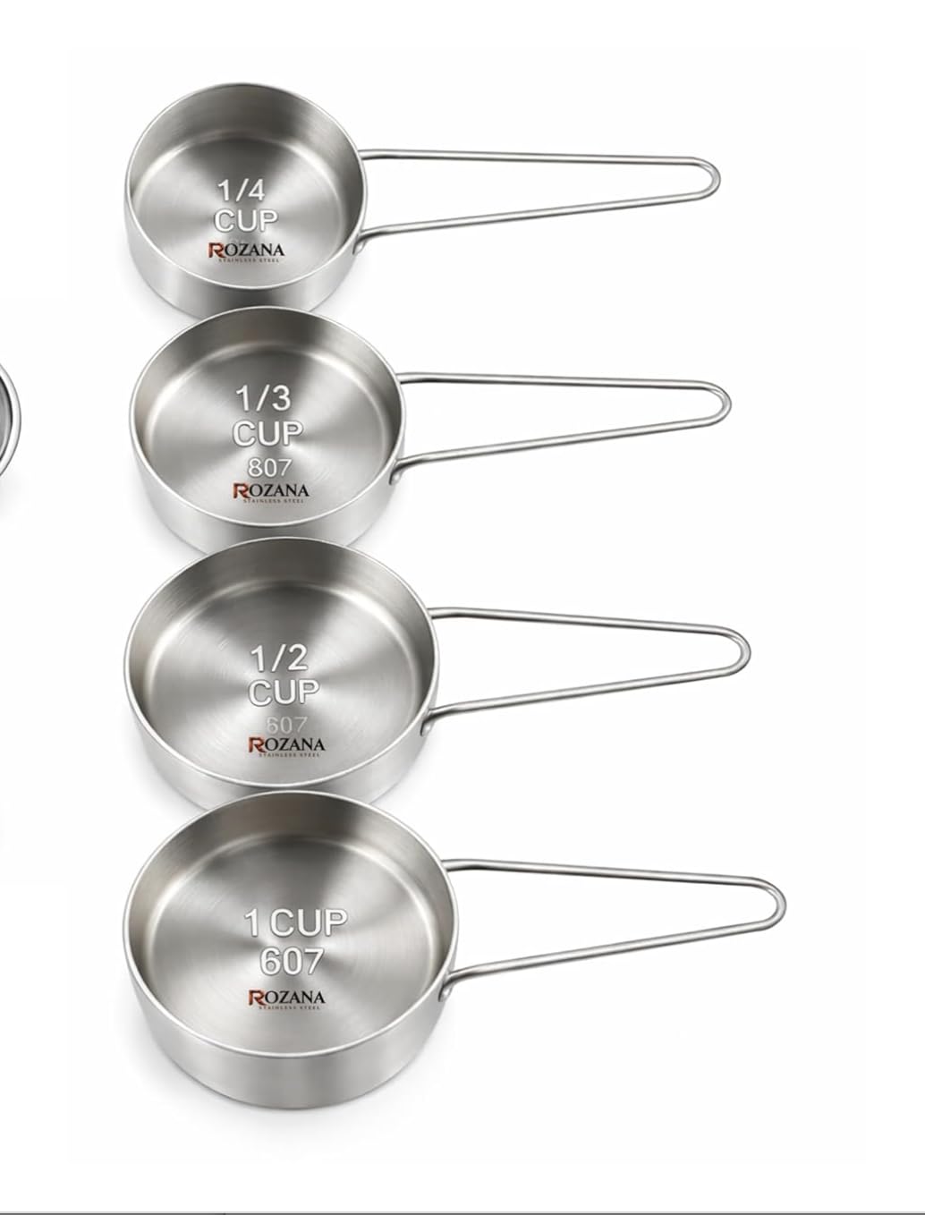 Measuring Cups Set of 4 Stainless Steel | 1/4, 1/3, 1/2, 1 Cup | Baking & Cooking Measuring Tools | Food Grade, Rust-Free, Stackable-image-32