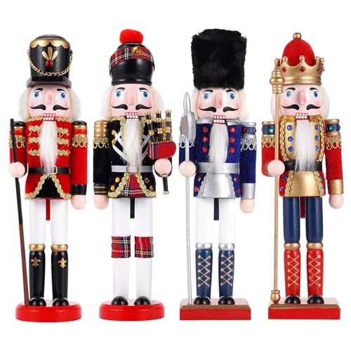 COMBIUBIU 4pcscasse-Noisettes Traditionnel Fait à La Main en Bois De Pin, 30cmcasse Noisette Noel Table à Manger CheminéE FenêTre Rebord Maison DéCoration De NoëL, Cadeau De DéCoration De NoëL