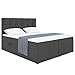 Produktbild MEBLINI Boxspringbett mit Bettkasten - Gepolstert Doppelbett mit Matratze und Topper - Polsterbett mit Stauraum - Bett mit Kopfteil - Stauraumbett - NILS - 180x200 - H3/Dunkelgrau Webstoff
