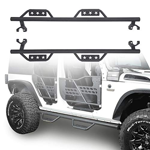 V8 GOD Jeep JK Side Step Nerf Bars Running Board Side Rock Rails Tubular w/Star Opening for 2007-2018 Jeep Wrangler JK Unlimited 4 Door