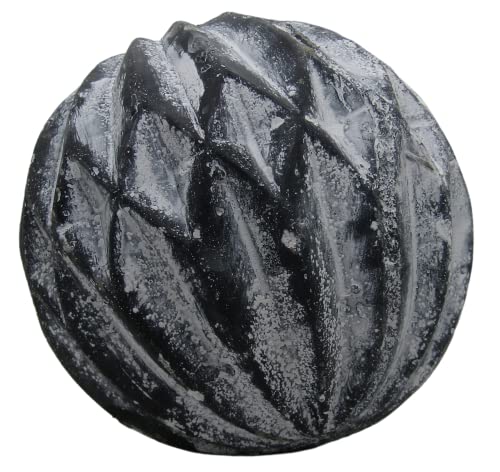 PD Home & Garden White Accented Diamond Concrete Farmhouse Garden Sphere – Rustic Distressed 4 Inch Diameter Decorative Ball for Indoor Outdoor Display, Shelf, Bowl or Garden Décor