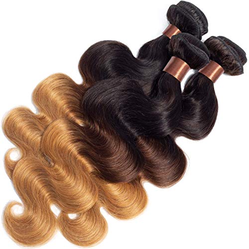 BLACKMOON HAIR 22 24 26 Inch Brazilian Virgin Ombre Hair Body Wave Hair Weave 3 Bundles Unprocessed Virgin Human Hair Extensions T1B/4/27