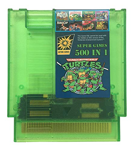 500 in 1 NES Super Games Multi Cart 72 Pin 8 bit Transparent Green Game Cartridge - LIMITED EDITION