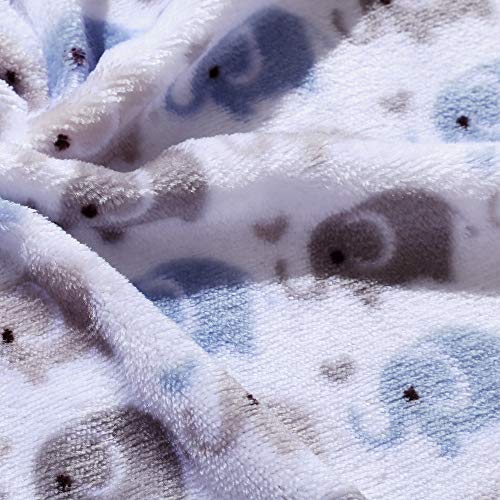 Image of CREVENT 30 inchX40 inch Cute Lightweight Silky Cozy Warm Baby Blanket for Boys Infant Toddler Newborn Unisex Crib Cot Stroller, Baby Shower, Summer Spring (Blue Elephant)