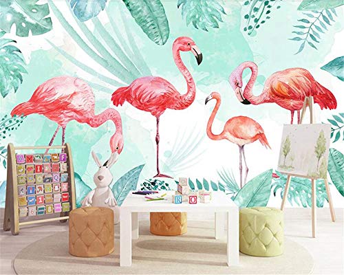 Custom Fashion Interior Tapete Nordic Simple Fresh Flamingo Bananenblatt TV Hintergrund Tapete für Wände 3 d - 200x140cm/79"x 55