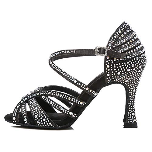 HROYL Scarpe da Ballo con Strass Donna Latino