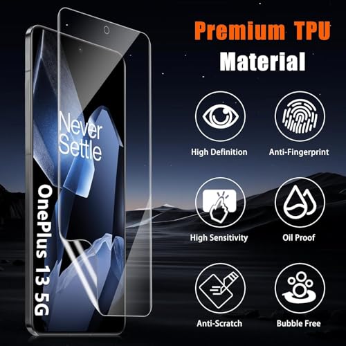 Image of (2 Pack Screen Protector for OnePlus 13 | HD Clear Soft Hydrogel Film 100% Fingerprint Unlock Support Screen Guard