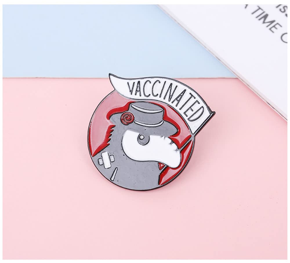 Broche vacunado con diseño de doctor de la peste de dibujos animados, alfileres esmaltados con solapa, insignia, joyería médica, regalo para médico, enfermera, Acero aleado, Sin gemas. 7
